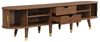 KLAM HOME Lowboard TV-Schrank 175 cm mit Rattan-Schiebetür, Walnussoptik & viel Stauraum (mit Schubladen & Schrank – natürliches Design), Landhausstil Fernsehtisch aus MDF mit offenen Fächern Bild 4