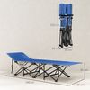 Outsunny Feldbett mit Matratze, Kopfkissen, Seitentasche (Gästebett bis 150 kg, 1-St, faltbar Campingbett) 185 x 68 x 37 cm, für Outdoor, Garten Camping Reisen Blau Bild 3