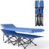 Outsunny Feldbett mit Matratze, Kopfkissen, Seitentasche (Gästebett bis 150 kg, 1-St, faltbar Campingbett) 185 x 68 x 37 cm, für Outdoor, Garten Camping Reisen Blau Bild 2