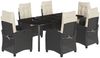 vidaXL 7-tlg. Garten-Essgruppe mit Kissen Schwarz Poly Rattan 3212739 Bild 2