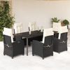 vidaXL 7-tlg. Garten-Essgruppe mit Kissen Schwarz Poly Rattan 3212739 Bild 1