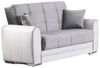 Dmora Schlafsofa mit Halbinsel Aloe, Wende-Sofa mit Stauraum aus Öko-Leder und Stoff, Click-Clack-Sofa zum Öffnen, 163 x 84 x 91 cm, Weiß und Grau Bild 3