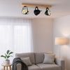 Deckenlampe, Metall Holz, schwarz, Spots verstellbar, L 59 cm Bild 2