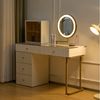 Merax Schminktisch mit LED Spiegel, Kosmetiktisch mit transparenter Tischplatte und Schrank, 120 x 45 x 115 cm Bild 3