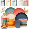 OSTWOLKE Geschirr-Set Camping Geschirr Besteckset Geschirrset Outdoor Besteck 5 Personen (1-tlg), 5 Personen, PP + Weizenelement, Geschirr-Set, Tafelservice, Spülmaschinenfest Bild 1