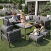 i@home Gartenlounge-Set, (6-tlg), für 8 Personen mit grauen Polstern,mit Glastisch, 1 Sessel & 2 Hockern Bild 5