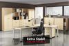 bümö höhenverstellbarer Schreibtisch H-Serie 120x80 cm in Beton, Gestell in Silber - PC Tisch klein für's Büro manuell höhenverstellbar, Computertisch verstellbar, HS-12-M Bild 3