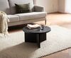 Couchtisch 60 x 60 x 33 cm Mango Massivholz Schwarz Sofatisch Rund, Design Wohnzimmertisch Dreibein, Kaffeetisch Wohnzimmer Niedrig Modern mit natürlicher Holzmaserung Bild 3