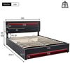 BlingBin Polsterbett Jugendbett Doppelbett Kinderbett Funktionsbett mit LED-Beleuchtung (Hydraulisches Bett, 1-tlg, mit USB-Anschluss, Kopfteil und großer Stauraum), 140 x 200 cm, ohne Matratze, PU-Litschi-Muster, Schwarz Bild 2