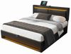 BlingBin Polsterbett Jugendbett Doppelbett Kinderbett Funktionsbett mit LED-Beleuchtung (Hydraulisches Bett, 1-tlg, mit USB-Anschluss, Kopfteil und großer Stauraum), 140 x 200 cm, ohne Matratze, PU-Litschi-Muster, Schwarz Bild 4