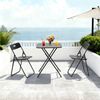 LVHOM Bistroset 3-tlg, Gartenmöbel-Set mit klappbaren Stühlen und Tisch, Balkonmöbel Set aus Stahl, wetterfeste Sitzgruppe, Schwarz Bild 3