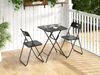 LVHOM Bistroset 3-tlg, Gartenmöbel-Set mit klappbaren Stühlen und Tisch, Balkonmöbel Set aus Stahl, wetterfeste Sitzgruppe, Schwarz Bild 2