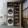Roomart Waschmaschinenschrank & Trocknerschrank – SERIE DUO-I- 127 cm breit - Trockner auf Waschmaschine – Waschturm / Überbauschrank für Waschküche & Hauswirtschaftsraum • Eiche Bild 5