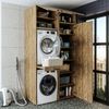 Roomart Waschmaschinenschrank & Trocknerschrank – SERIE DUO-I- 127 cm breit - Trockner auf Waschmaschine – Waschturm / Überbauschrank für Waschküche & Hauswirtschaftsraum • Eiche Bild 3