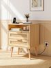 FiveWillowise Nachttisch 2er Set, Rattan Nachttisch mit LED-Leuchten und Steckdosen (2-St), Nachtschrank mit Offenem Raum und 2 Rattanflechtung Schubladen Bild 4