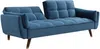 Vente-unique - GULCAN Sofa SamtStoff Blau - B 90 cm x H 82 cm x L 211 cm Bild 5