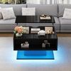 Merax Couchtisch hochglanz Sofatisch anhebbarer Beistelltisch mit LED-Beleuchtung (1-St, 80x75x40 cm), Wohnzimmertisch mit verstecktem Stauraum & halboffenem Regal Bild 3