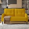 Sofa-Set 3-teilig 79cm×187cm×75cm mit 2-Sitzer, Sessel und Hocker – Cord in Gelb, tiefe Sitzflächen Bild 2