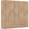 rauch Kleiderschrank, Drehtürenschrank GAMMA, 5-türig, 6 Schubkästen, Eiche Sonoma, 226 x 210 x 54 cm Bild 3
