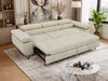 Polstersofa PETER, Sofa 3-Sitzer mit Schlaffunktion, verstellbaren Armlehnen und Kopfstütze, Gepolsterte Couch, Wellenfeder - Beige Velvet Bild 5