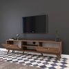Calicosy TV-Möbel, 2 Klapptüren, 2 offene Fächer in der Mitte Dekor Walnussholz B180 cm - Dunkles Holz Bild 5