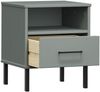 Nachttisch Nachtschrank mit Metallbeinen Grau Massivholz Kiefer Bild 5