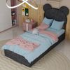 Bett 90×200cm mit gepolstertem Cartoon-Kopfteil und Gaslift-Stauraum,Grau,Stoff/Metall Bild 2