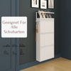 Schuhkipper mit Zubehör, Weiß, 3 Klappen 52x15x118,5 cm, Pantoffelregal, Hakenleiste Bild 2