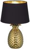 LED Tischleuchte Keramik Ananas Gold mit Stoffschirm Schwarz Gold, Höhe 43cm Bild 2