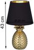 LED Tischleuchte Keramik Ananas Gold mit Stoffschirm Schwarz Gold, Höhe 43cm Bild 4