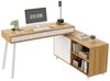MODFU Schreibtisch L-förmiger (mit 2 Schubladen Natur/Weiß, 1-St, 140x120x76.5cm), zwei offene Ablagefächer Bild 2