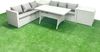 Fimous Rattan Gartenmöbel-Set 6 Sitzer mit Esstisch 2 Beistelltischen Hellgrau gemischt Bild 2