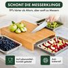 BlingBin Schneidebrett Schneidebrett mit 2 Verschiebbaren Edelstahl-Tabletts, 40 x 29 x 4 cm, Bambus und Holz + Edelstahl, (2er Set, 2-St, Produktabmessungen: 42 × 30 × 3,2 cm), Küchenschneidebrett für Lebensmittelzubereitung, Fleisch, Gemüse Bild 3