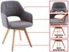 Massivart® Polsterstuhl 360 Grad drehbar, Esszimmerstuhl mit Armlehnen, Webstoff, »STADE«, Gestell Buche massiv unbehandelt • Sitz fest gepolstert • BOHO Stil Bild 3