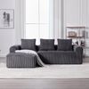 Kompaktsofa aus Cord 253x158x61 cm mit Seitenfach & Becherhalter, dunkelgrau Bild 3