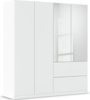 rauch 'Joel' Kleiderschrank, 4-türig, mit Spiegel, 2 Schubladen, push-to-open, mit 2 Kleiderstangen und 2 Einlegeböden, Farbe Weiß, 181 x 197 x 54 cm