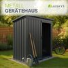Juskys Metall Geräteschuppen S – Dunkelgrau, wetterfest mit Fundamentrahmen, Schiebetür & abschließbar - für Garten & Aufbewahrung Bild 2