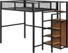 Bett 140x200 cm Hochbett aus Metall mit Leiter und Stauraum – platzsparendes Kinderhochbett in Schwarz Bild 4