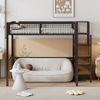 Bett 140x200 cm Hochbett aus Metall mit Leiter und Stauraum – platzsparendes Kinderhochbett in Schwarz Bild 3