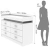 oyajia Kommode Sideboard mit 6 Schubladen und LED-Beleuchtung, Schrank für Wohnzimmer und Schlafzimmer Weiß Bild 4
