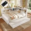 Daybett 140x200 cm Schlafsofa Weiß, Tagesbett mit ausziehbarem Rollbett 90x190 cm, 2 Schubladen, Steckdose, 2 USB-Anschlüss Bild 5