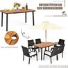 KOMFOTTEU Gartentisch mit Schirmloch, Holztischplatte aus Akazienholz, 140x75x76cm, 50kg belastbar Bild 4