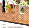 KOMFOTTEU Gartentisch mit Schirmloch, Holztischplatte aus Akazienholz, 140x75x76cm, 50kg belastbar Bild 3