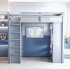 Hochbett Grau Mit Kleiderbügeln Und Rollorganizer Stauraum Massivkiefer 120kg Tragkraft Jugendzimmer Kompakt Bild 3
