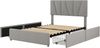 Double Size Polster Plattform Bett mit vier Schubladen auf zwei Seiten,Verstellbares Kopfteil,Grau140*200cm Bild 5