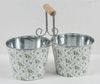 Pflanztopf-Doppel PROVENCE Metall 26x13x10/22 cm – Landhausstil, 2 Töpfe Ø 13 x H 10 cm, dekorativ, langlebig & pflegeleicht für Kräuter & Blumen Bild 3