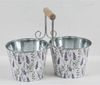 Pflanztopf-Doppel PROVENCE Metall 26x13x10/22 cm – Landhausstil, 2 Töpfe Ø 13 x H 10 cm, dekorativ, langlebig & pflegeleicht für Kräuter & Blumen Bild 2