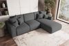 99rooms 'Gusto' Ecksofa, L-Form, mit abnehmbaren Kissen, Rundumbezug aus gepolstertem Strukturstoff 'NEVE', Anthrazit, Ottomane Rechts, mit Schlaffunktion Bild 2