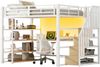 Hochbett mit RGB LED-Streifen, Schreibtisch, Lattenrost, Regal und USB, Treppe mit Regal, 140x200 cm, Kinderbett mit Rausfallschutz, Metallbett Bild 5