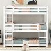Dreifach-Etagenbett Holz 90x200 cm für Kinder und Jugendliche,mit Sicherheitsgeländern, Leitern, platzsparend Weiß Bild 4